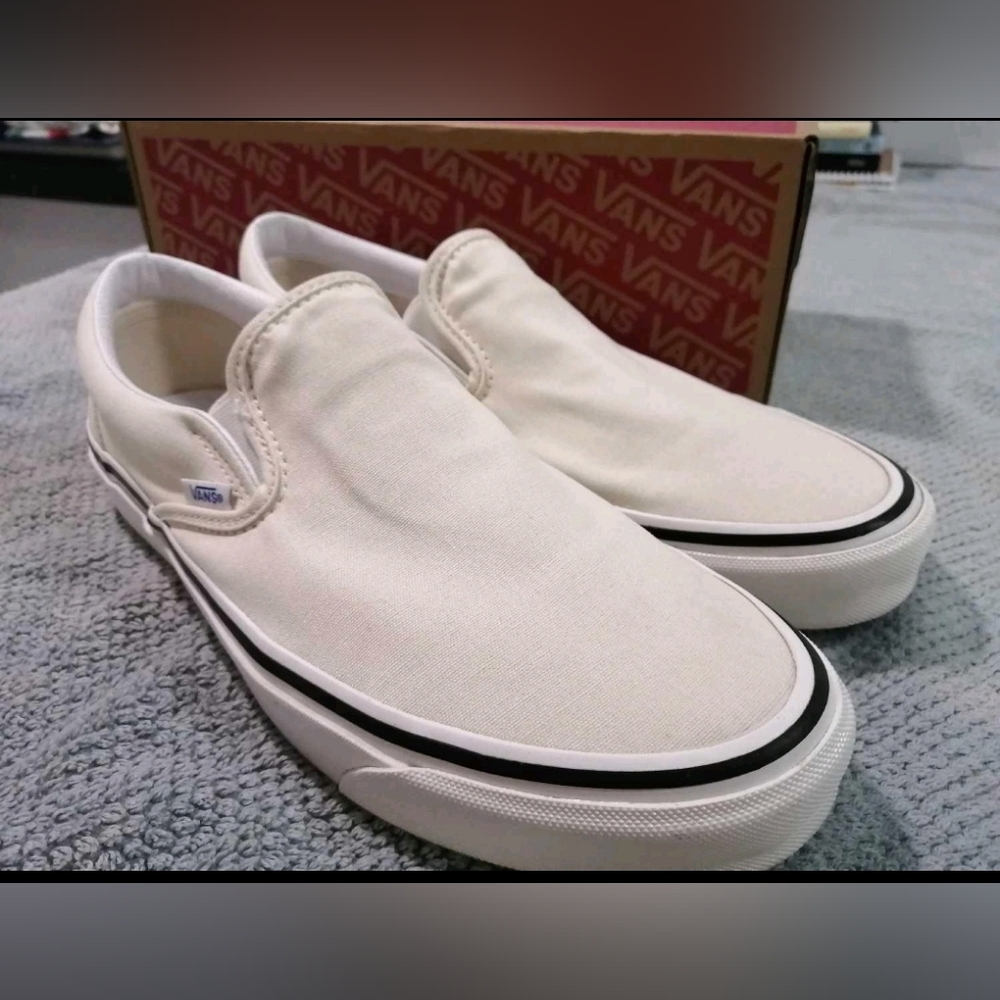Vans Men's White Slip-On Shoes
